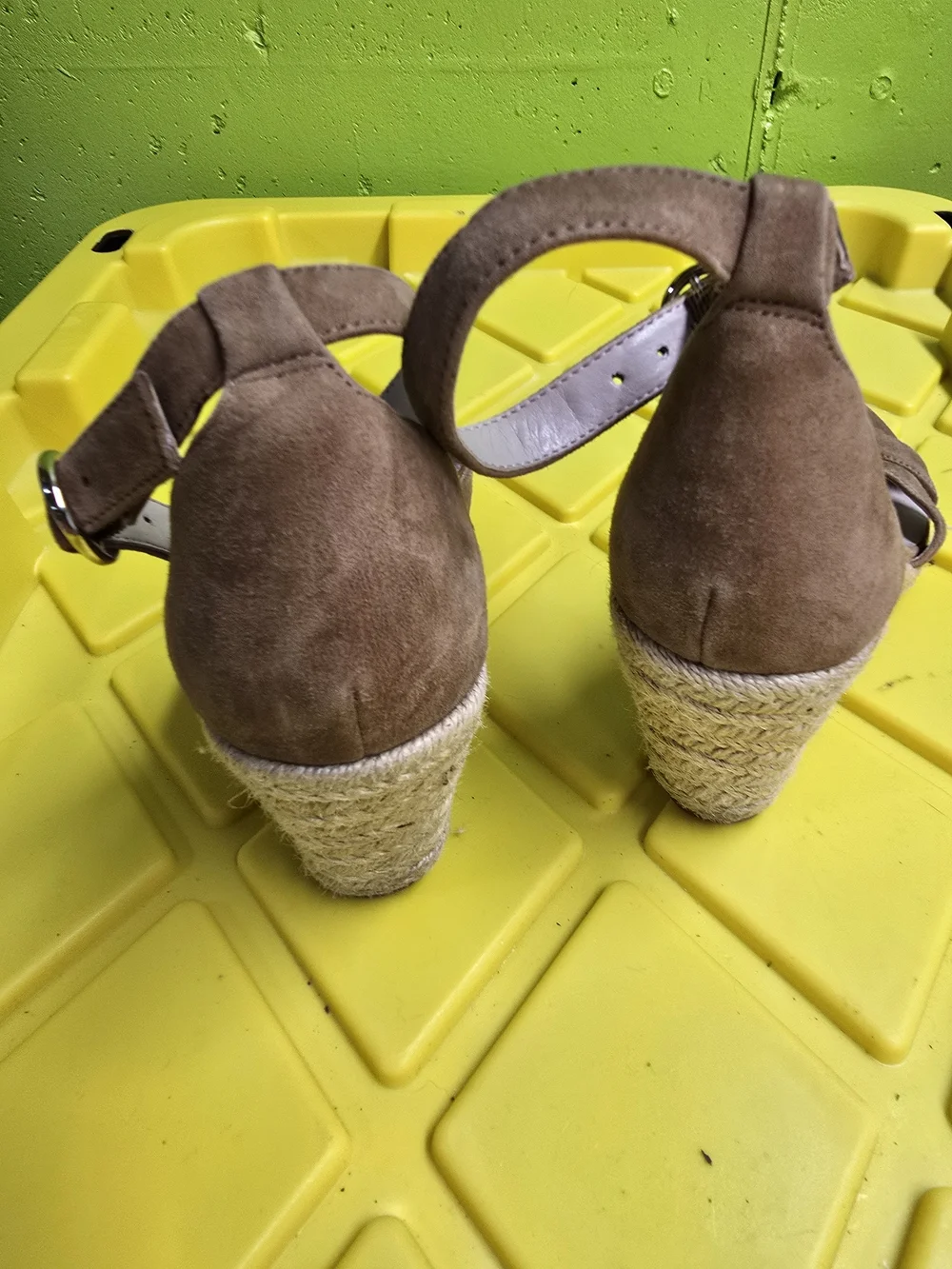 Nine West Taupe Suede Espadrille Wedge Sandals